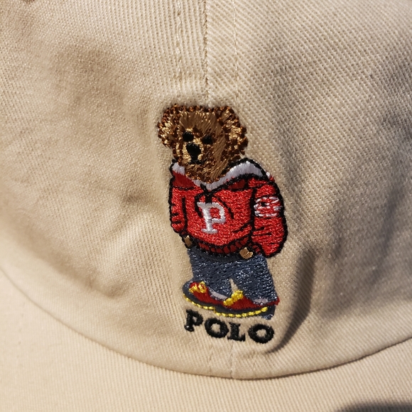 POLO RALPH LAUREN LIMITED VARSITY POLO BEAR 🐻 LOGO KHAKI CAP HAT OSFA $49 NWT - Picture 2 of 7